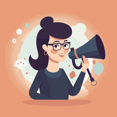 Fototapeta premium Cute marketing manager flat illustration ai generated