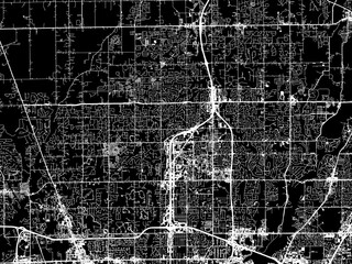 Obraz premium Vector road map of the city of Carmel Indiana in the United States of America with white roads on a black background.