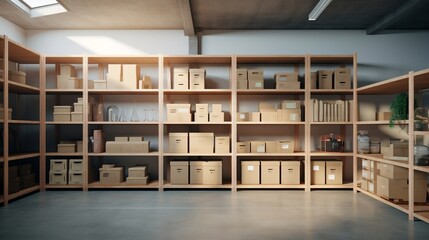 Cluttered Storage Unit Interior with Various Boxes and Containers made with Generative AI