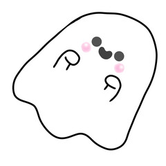 Cute Ghost watercolor cartoon Halloween element illustration