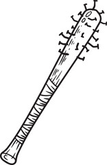 Baseball bat with spikes. Weapon of marauder