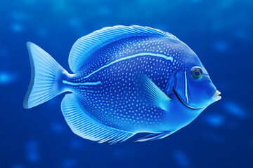 Tropical fish blue tang in the blue sea. Underwater world.