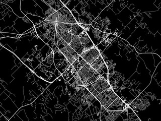Vector road map of the city of  College Station Texas in the United States of America with white roads on a black background.
