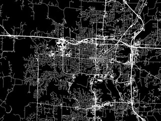 Vector road map of the city of  Columbia Missouri in the United States of America with white roads on a black background.