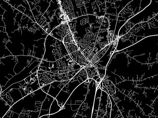 Vector road map of the city of  Elizabethtown Kentucky in the United States of America with white roads on a black background.