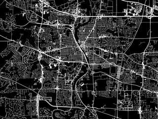 Vector road map of the city of  Elgin Illinois in the United States of America with white roads on a black background.