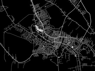 Vector road map of the city of  Houma Louisiana in the United States of America with white roads on a black background.