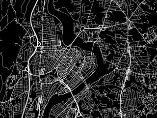 Vector road map of the city of  Holyoke Massachusetts in the United States of America with white roads on a black background.