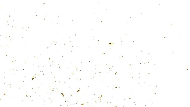 4k Slow motion. Seamless loop pattern gold silver confetti explosions on white background with luma matte channel.  Holiday, birthday, xmas, festivity, celebration, carnival, winner, promotion, events