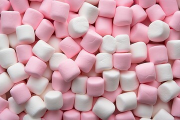 group of white and pink marshmallows created with Generative AI technology - obrazy, fototapety, plakaty