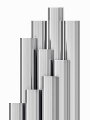 Steel tubes strack. Isolated on white background. 3D illustration