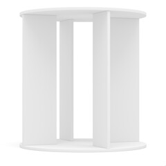 Empty round shelf for exhibition. Templated for design. 3D illustration