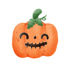 Jack o lantern pumpkin halloween Watercolor illustration