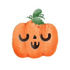 Jack o lantern pumpkin halloween Watercolor illustration