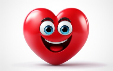 3D cartoon red heart-shaped emoji, World Emojis Day, Generative Ai