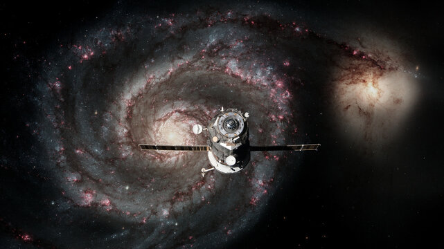 Spacecraft Progress orbiting the galaxy. Elements of this image furnished by NASA.