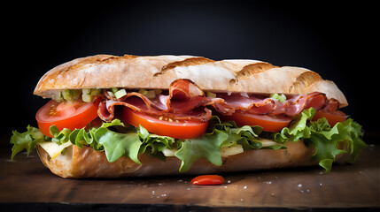 Delicious Sandwich Baguette. Food Photography.