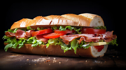 Delicious Sandwich Baguette. Food Photography.