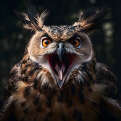 Angry owl - obrazy, fototapety, plakaty