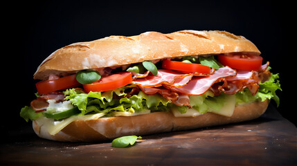 Delicious Sandwich Baguette. Food Photography.