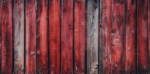 Enigmatic Folklore Mystical Wooden Fence in Dark Crimson generative AI
