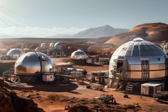 Space station on planet Mars