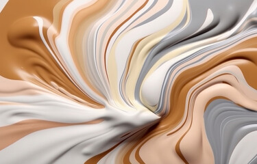 Fluid Abstraction Realistic Forms of White and Beige Makeup generative AI