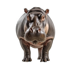 Fototapeta na wymiar a hippopotamus standing in front of a plain white background
