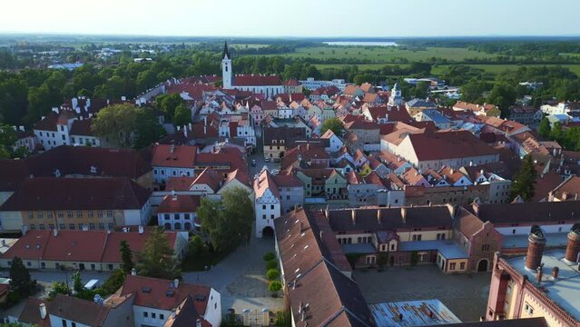 town Trebon Wittingau Bohemia czech republic Majestic aerial view flight drone