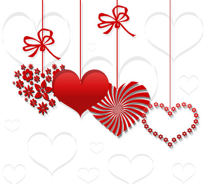 white background with decorative hearts