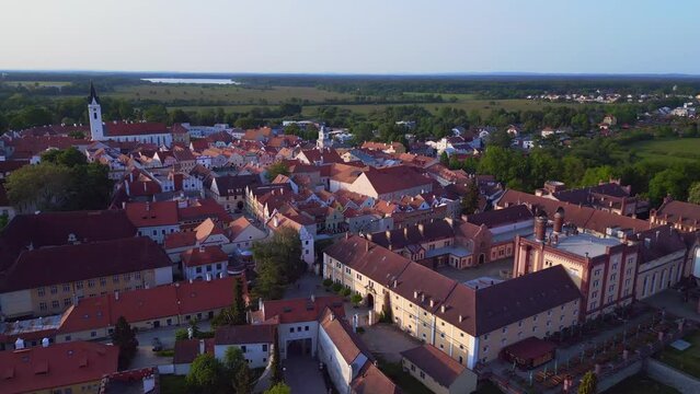 town Trebon Wittingau Bohemia czech republic Amazing aerial view flight drone