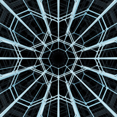 Abstract geometric pattern. Network connection on black background. 3D illustration