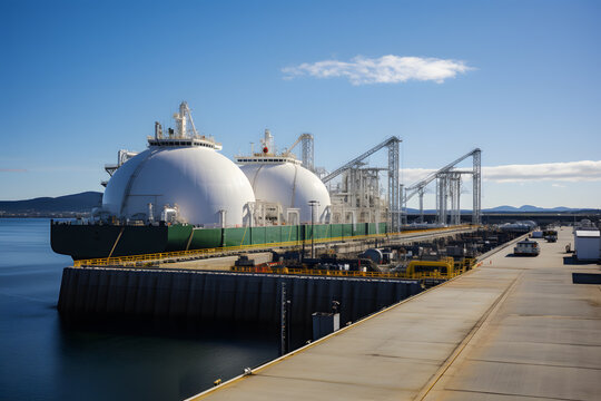 Liquefied natural gas terminal with ship