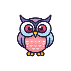 An owl with big eyes sitting on a white background
