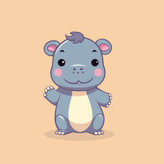 A cartoon animal with a pink nose and a blue body