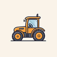 Naklejka premium An orange tractor with a big tire