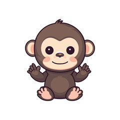 A cute little monkey sitting on the ground