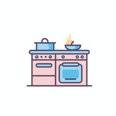 A kitchen with an oven and a bowl on top of it