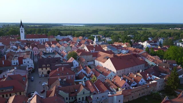 old town Trebon Wittingau czech republic Unbelievable aerial view flight drone
