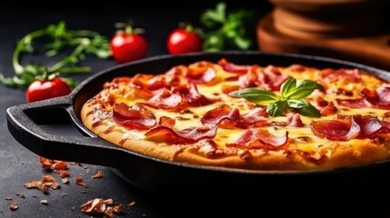 Obraz na płótnie Canvas Traditional italian pizza. Delicious taste Hawaiian pizza. Generative AI
