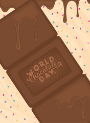 Isolated chocolate candy Vertical World chocolate day vertical poster Vector illustration