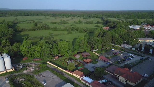 town Trebon Wittingau Bohemia czech republic Magic aerial view flight drone