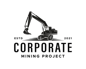 Vector excavator logo design template illustration