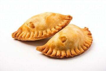 a couple of empanadas sitting on top of a white background, created by Generative AI
