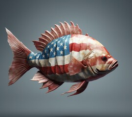 a patriotic fish with american flag on it