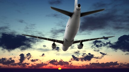 Generic jet airliner in a beautiful cloudy sky