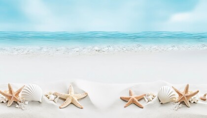 Fototapeta na wymiar shells and starfish on the beach, AI generative