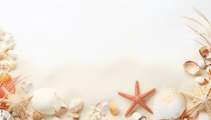 Fototapeta na wymiar frame made of seashells, AI generative
