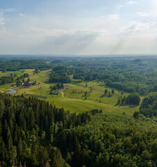 Obraz premium Jaunlaicene parish, Aluksne county. Landscape near Dēliņkalns observation tower.