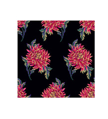 Seamless pattern with chrysanthemums. Vector.